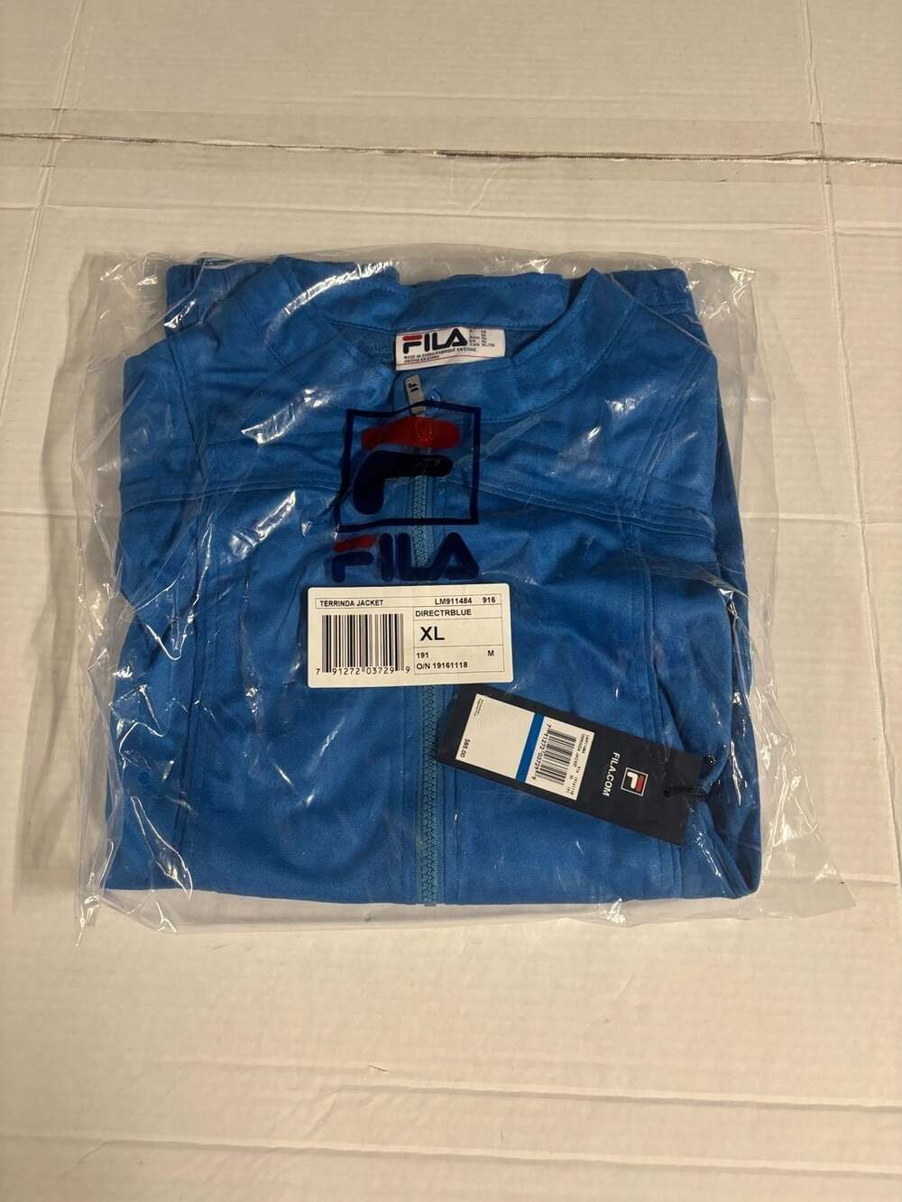 Fila Terrinda Full Zip 100% Polyester Jacket Electric Blue Mens XL $85 Brand New